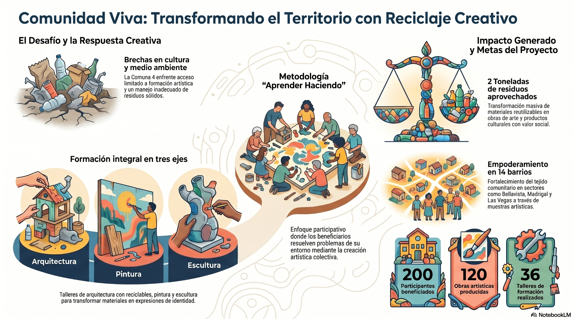Infografía Comunidad Viva: Transformando el Territorio con Reciclaje Creativo